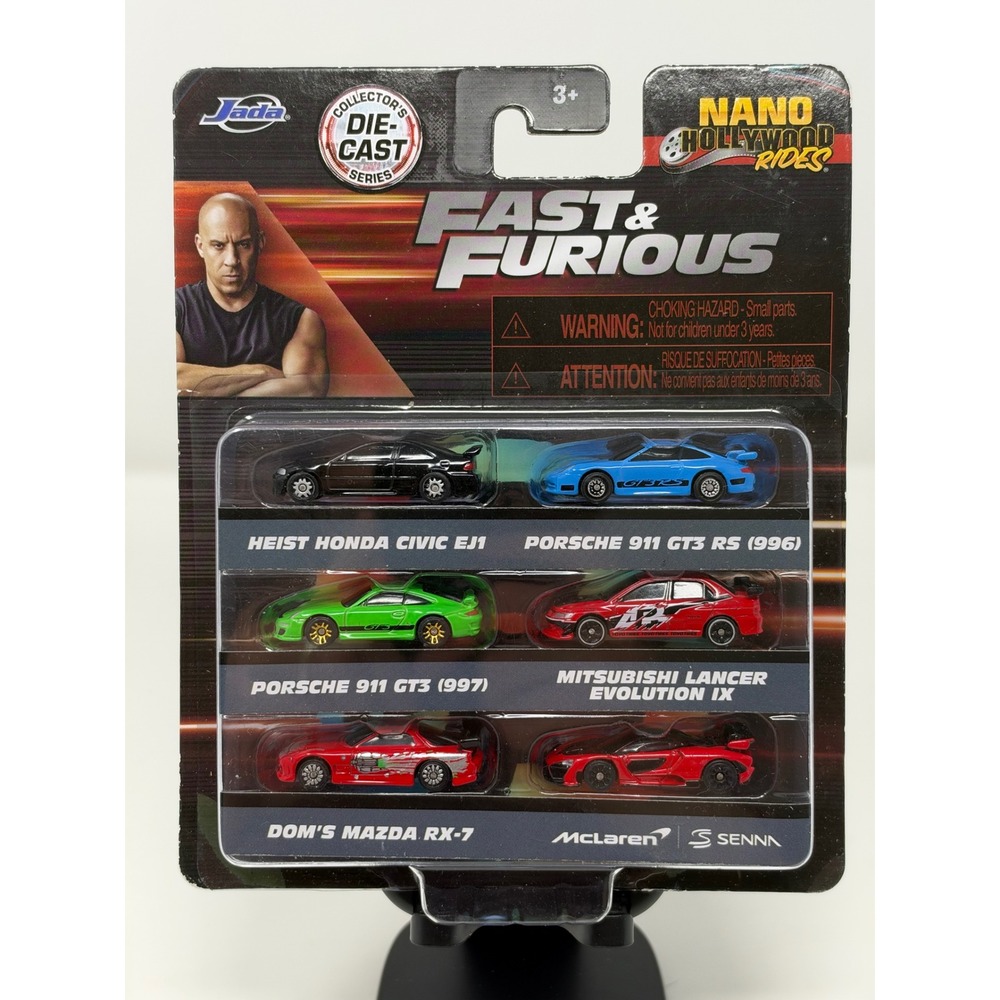 Jada Fast & Furious Nano Hollywood Rides 6 Pack Diecast Cars Honda Porsche Mazda